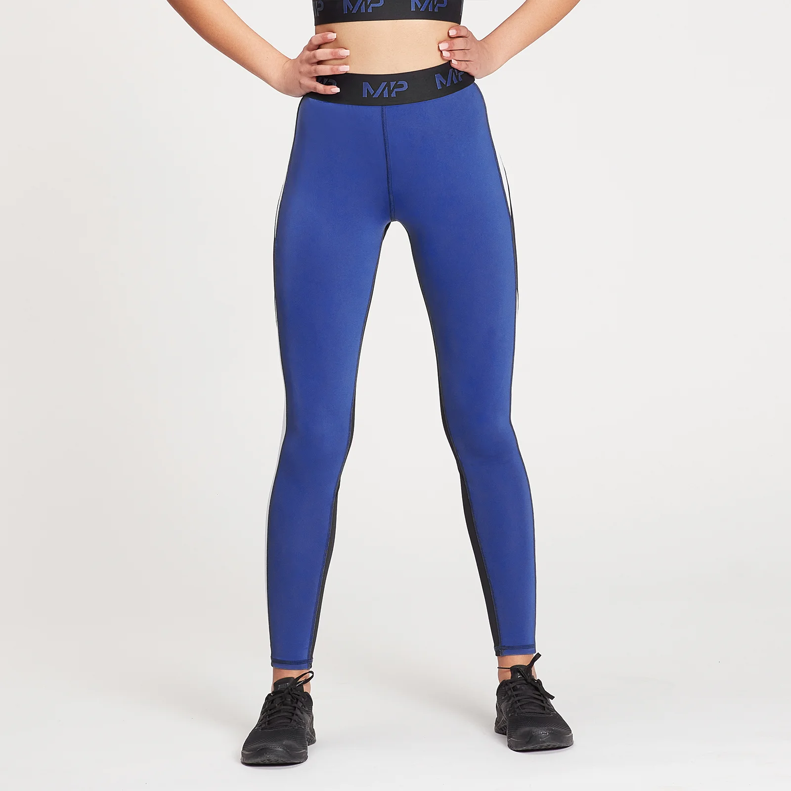 MP Women's Engage Colour Block Leggings - Black / White / Cobalt - XXS 이미지 1