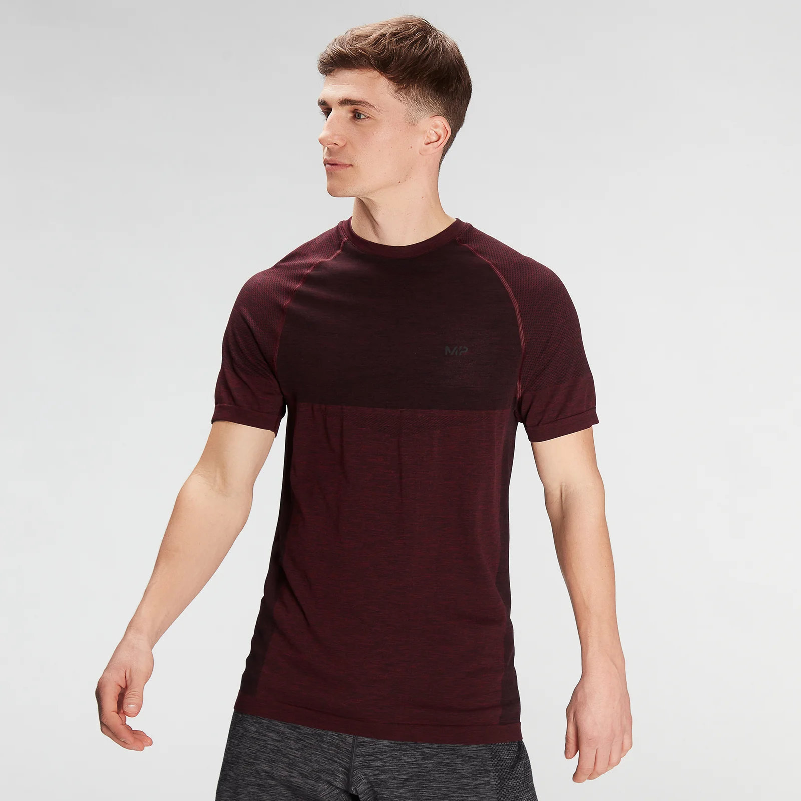 MP Men's Essential Seamless Short Sleeve T-Shirt- Washed Oxblood Marl - XXS 이미지 1