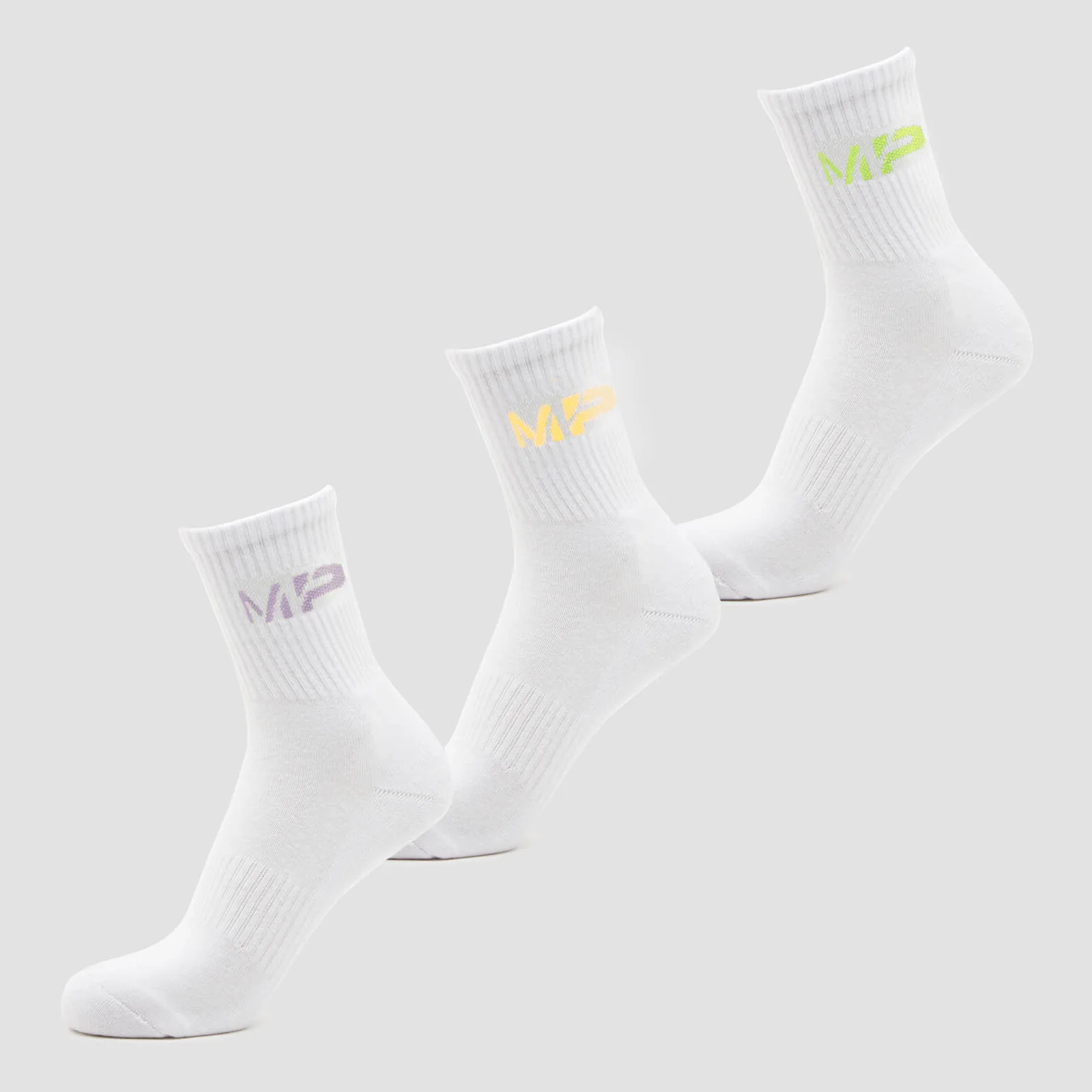MP Women's Neon MP Logo Crew Socks (3 Pack) Butterfly/Banana/Lavender - UK 3-6 이미지 1