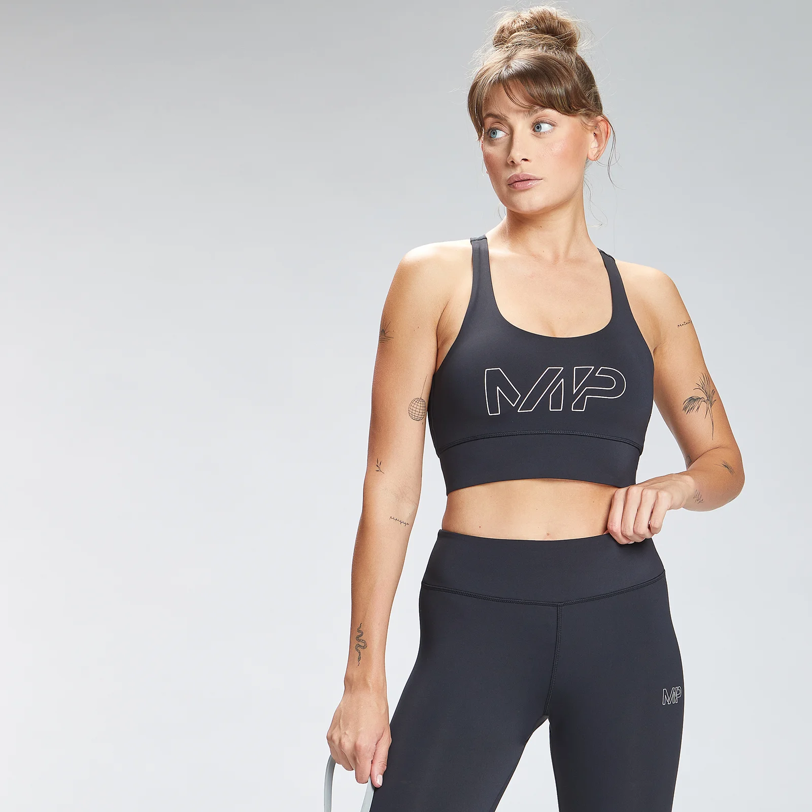 MP Women's Repeat Mark Graphic Training Sports Bra - Black - XS 이미지 1