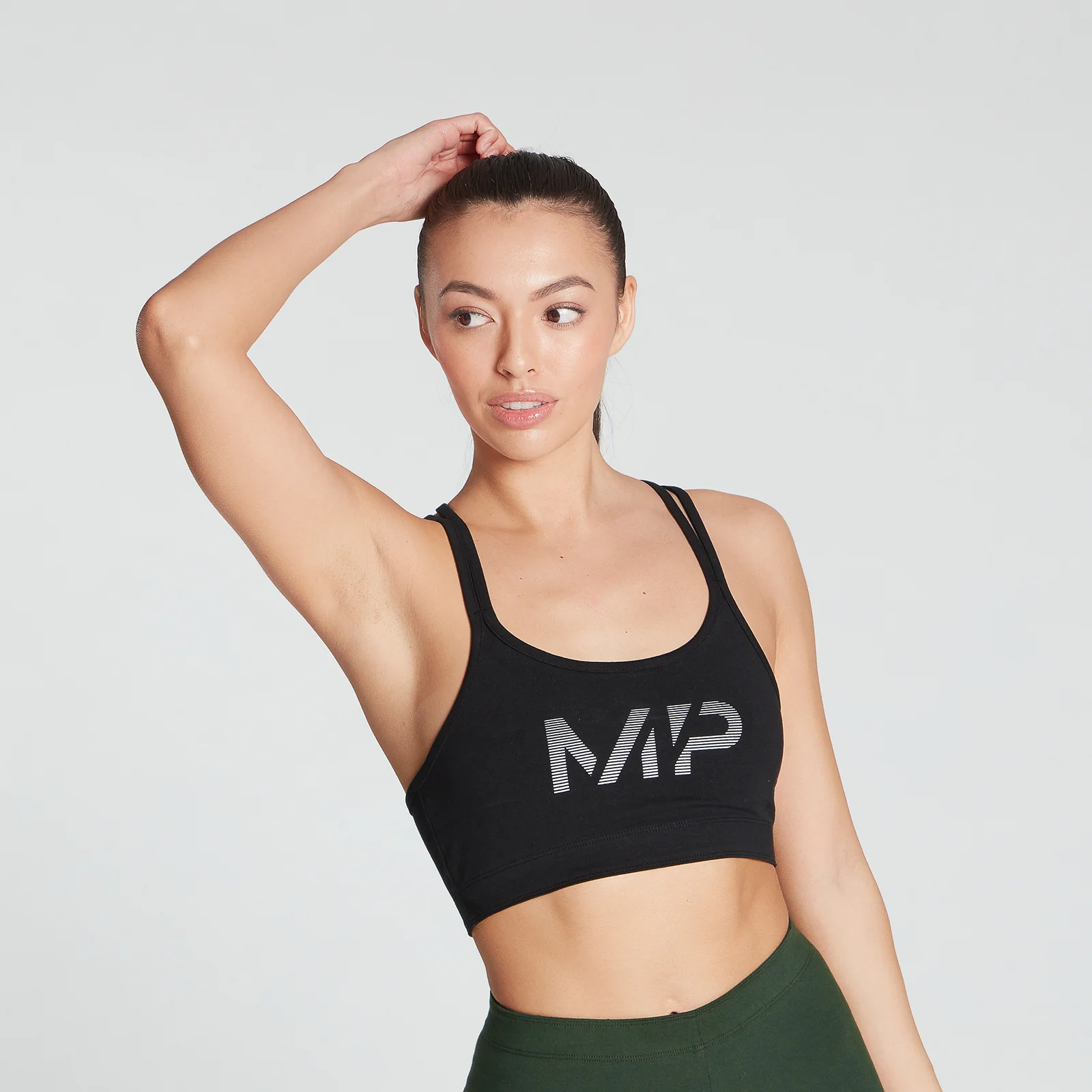 MP Women's Gradient Line Graphic Sports Bra - Black - XXS 이미지 1