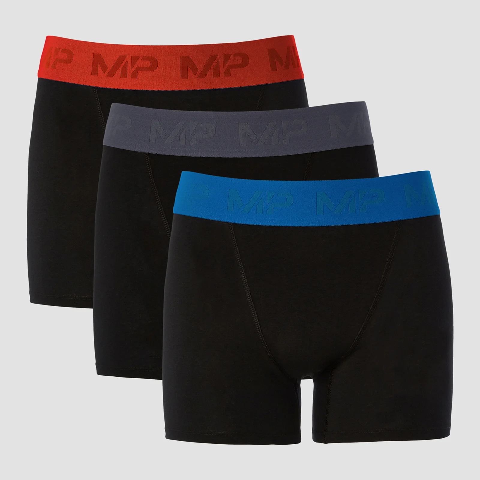 MP Men's Coloured Waistband Boxers (3 Pack) - Black/Graphite/True Blue/Fire - XXS 이미지 1