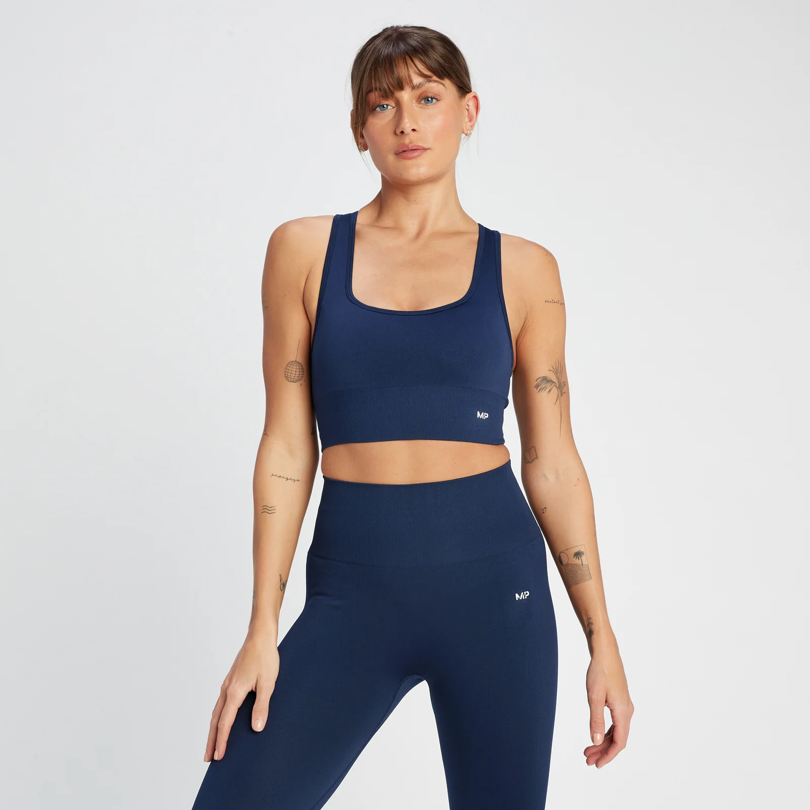 MP Women's Shape Seamless Cross Strap Sports Bra - Navy - XXS 이미지 1