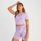 MP 여성용 셰이프 심리스 숏 슬리브 크롭 티셔츠 - 퍼플 타이다이