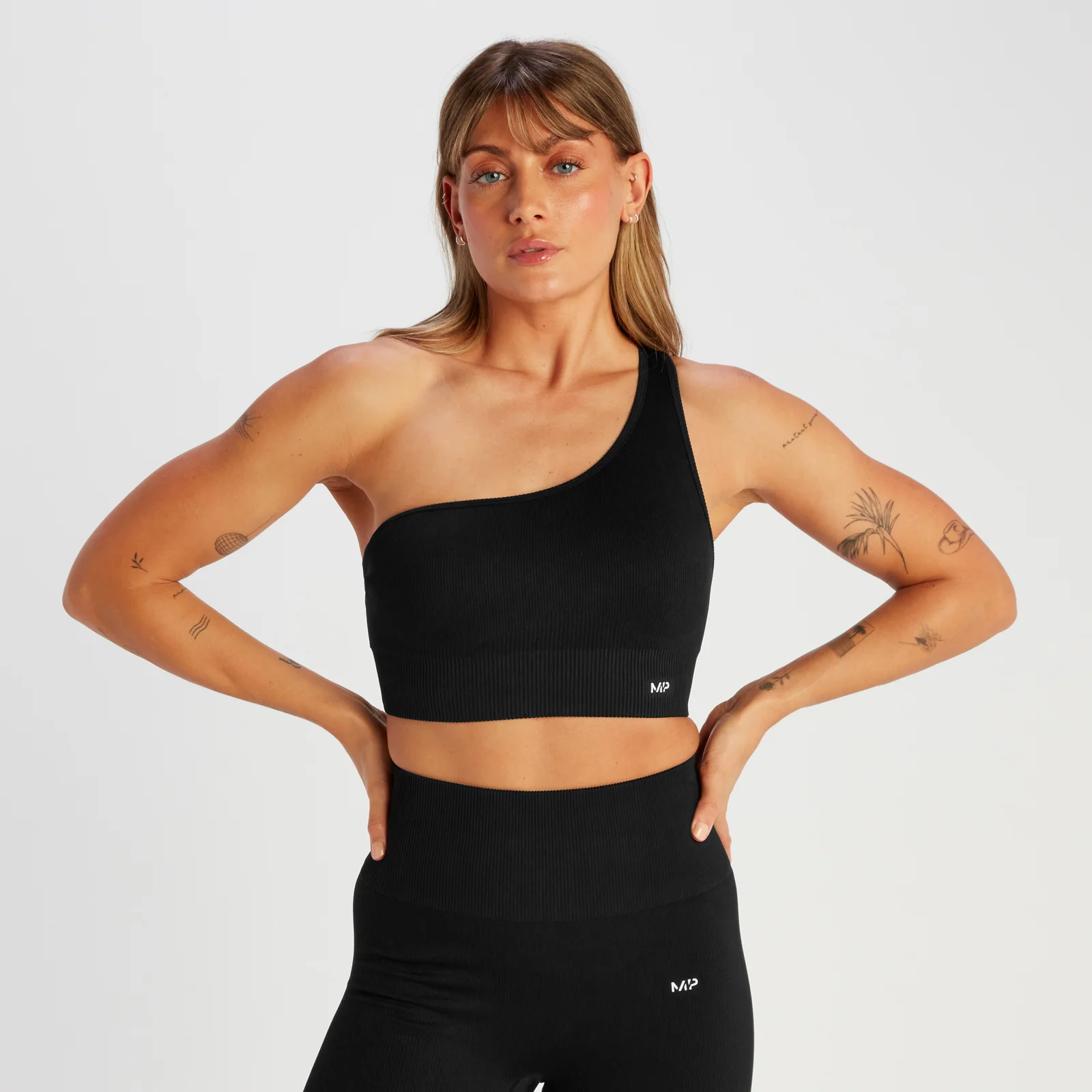 MP 여성용 템포 리브 심리스 비대칭 브라 - 블랙 - L 이미지 1