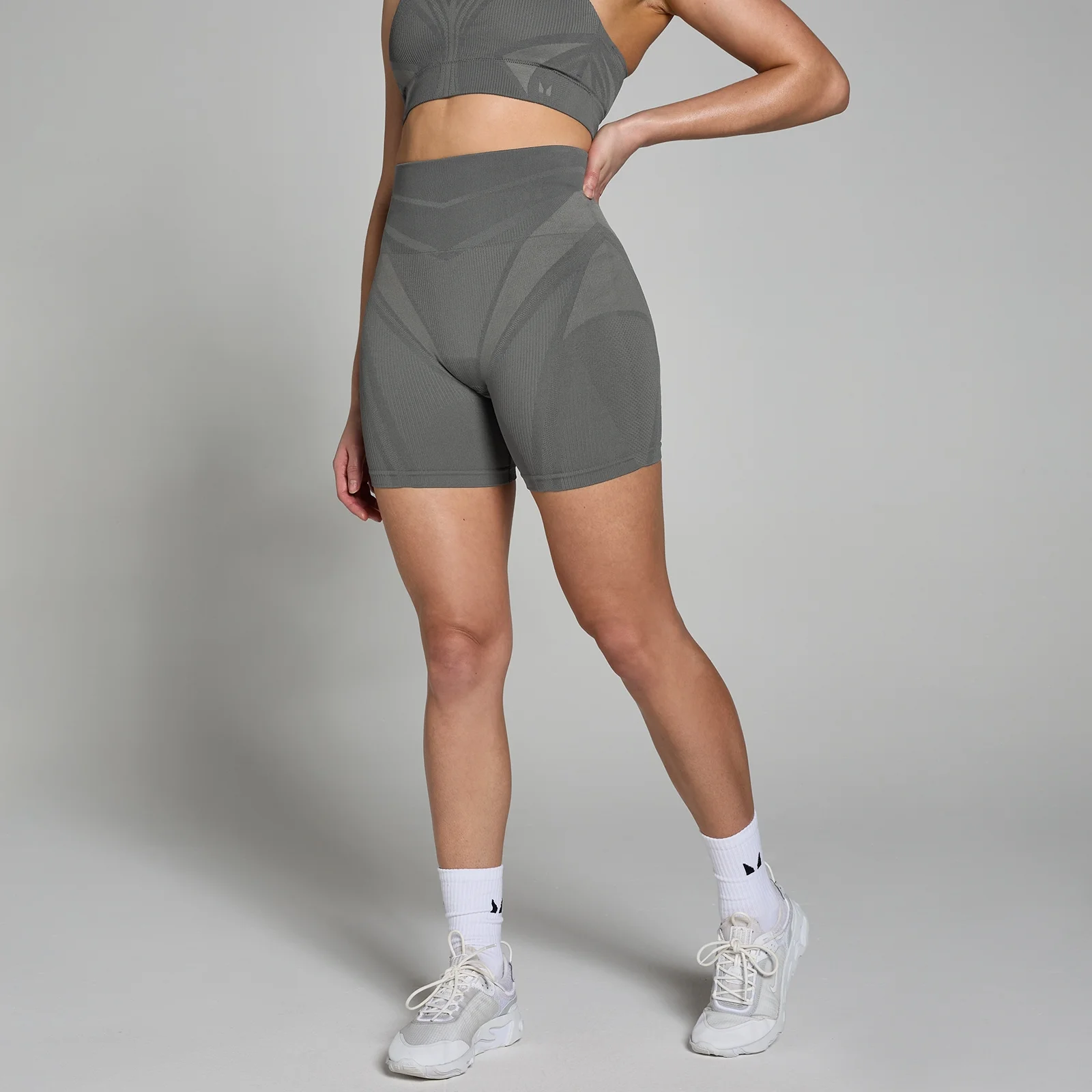 MP 여성용 템포 울트라 지오메트릭 심리스 부티 쇼츠 - 카본 - XS 이미지 1