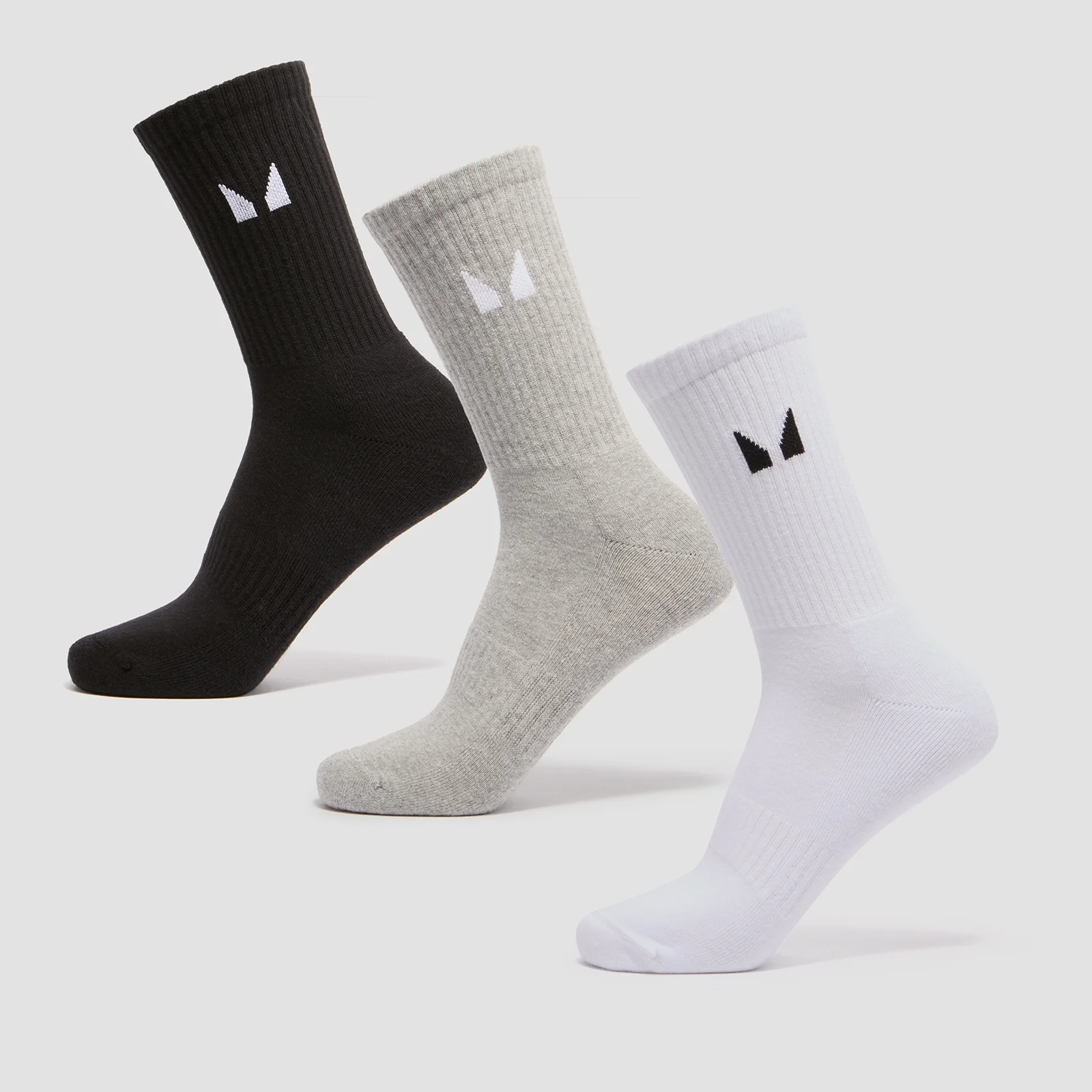 MP Unisex Crew Socks (3 Pack) - White/Black/Grey Marl - UK 2-5 이미지 1