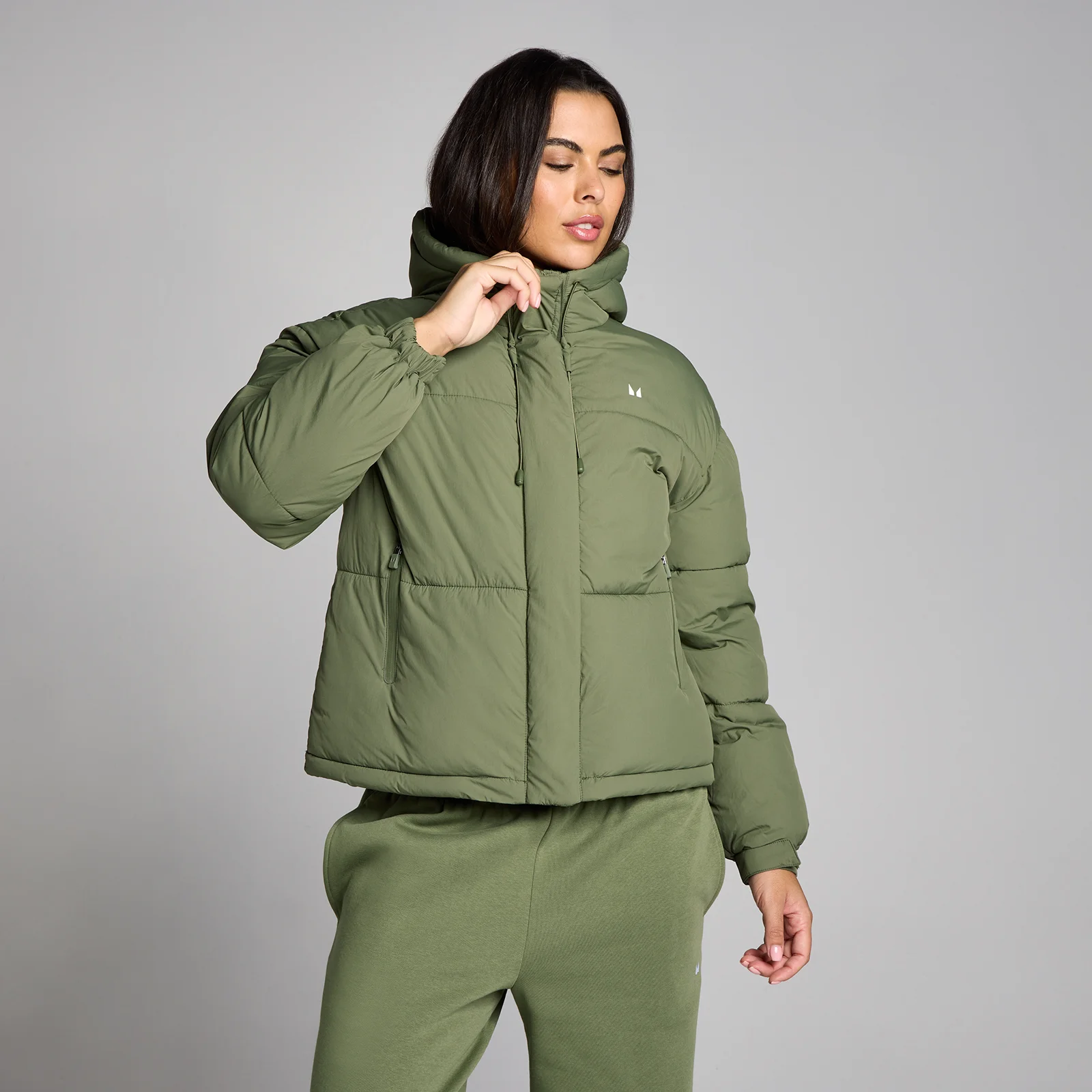MP Women's Short Padded Puffer Jacket - Washed Olive - XS 이미지 1