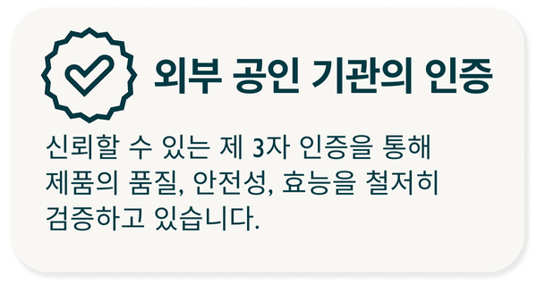 Certified by third parties. Trusted third-party certifications ensure that quality, safety, and performance are never compromised.